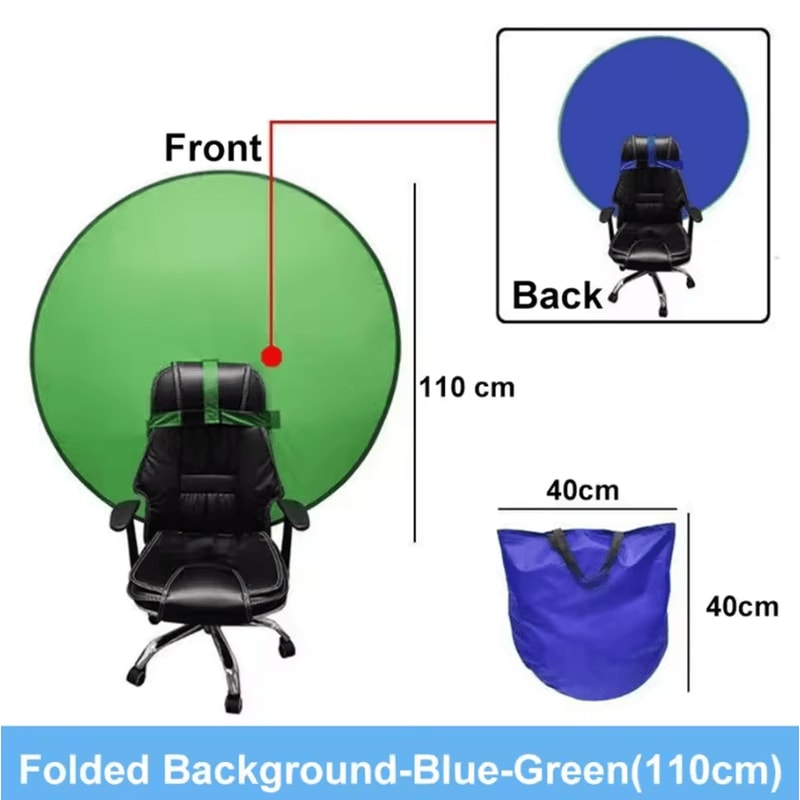 Portable DoubleSided Green Blue Screen Chair Backdrop Chromakey Streaming Cloth 3