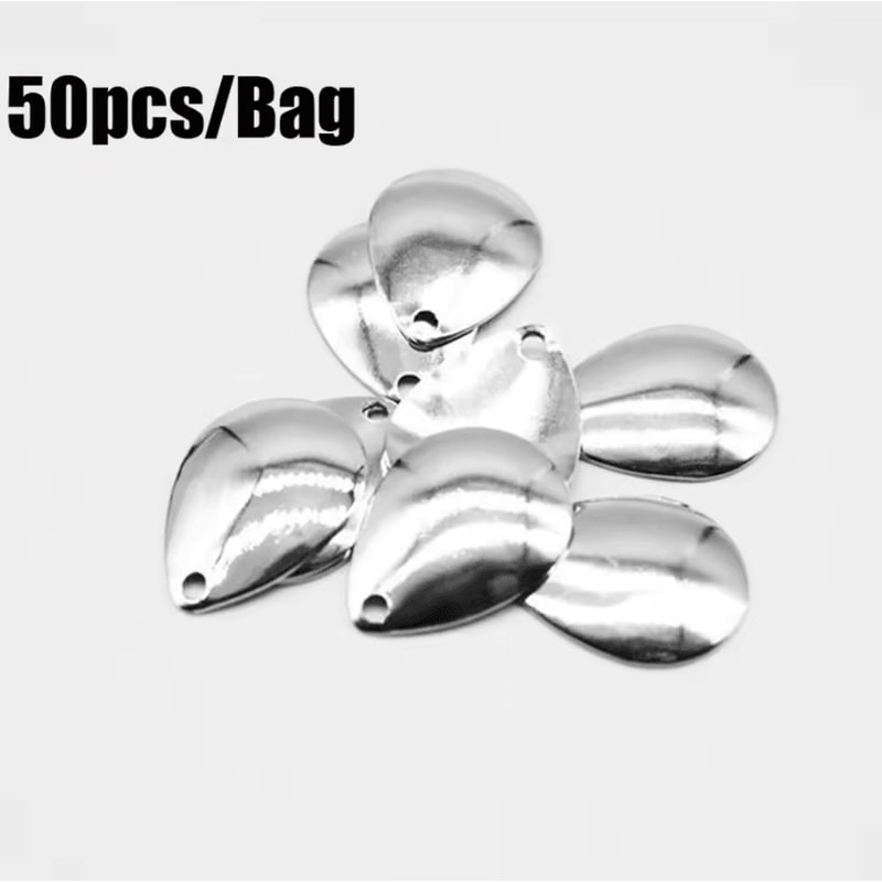 50pcs Nickel Fishing Spinner Blades Flattie Attractor DIY Lure Kit For Freshwater Fishing 1