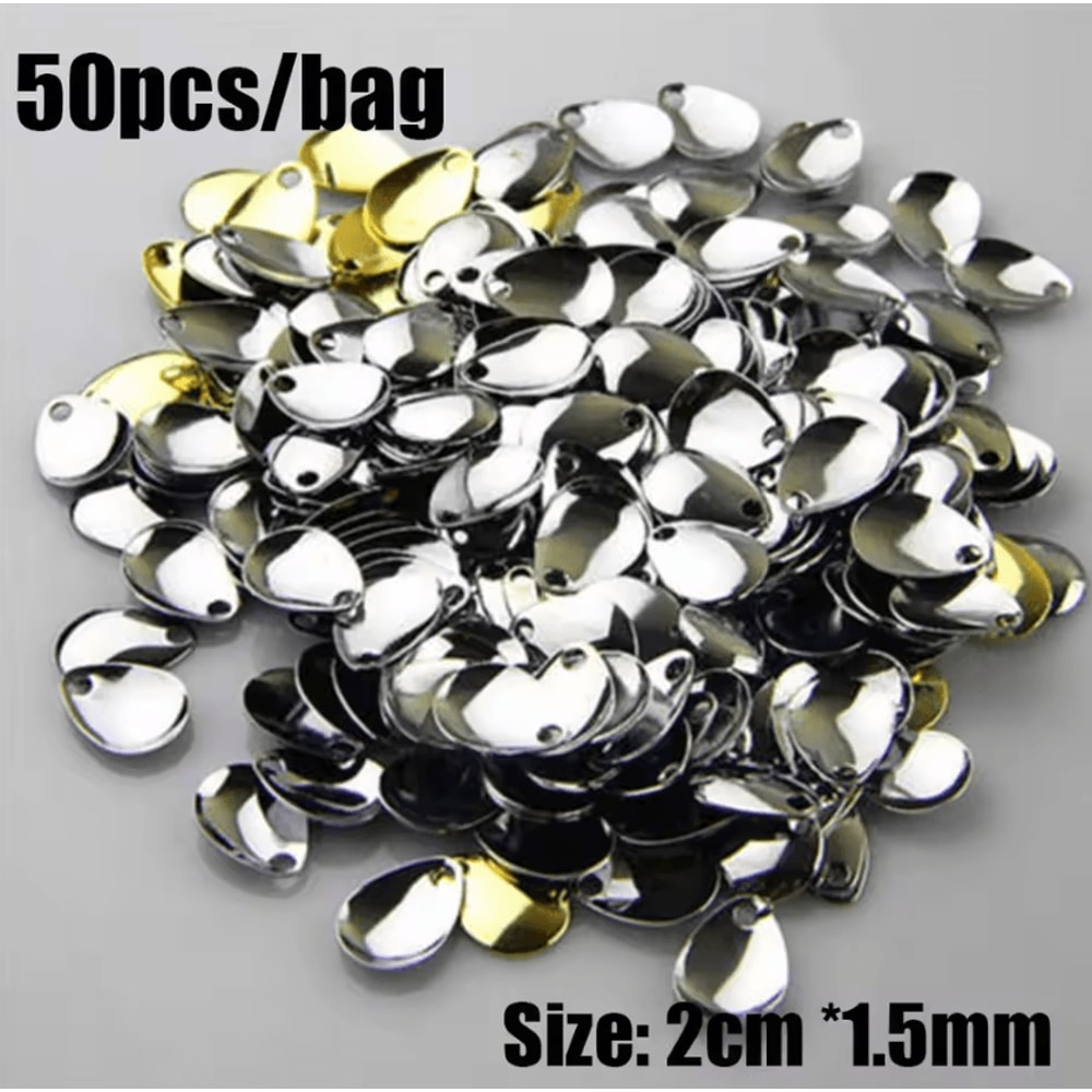 50pcs Nickel Fishing Spinner Blades Flattie Attractor DIY Lure Kit For Freshwater Fishing 4