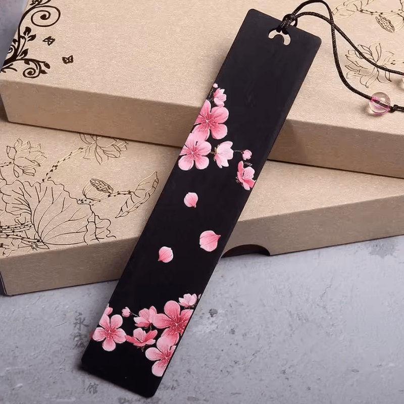 Vintage Chinese Carved Wooden Bookmark Ebony Book Clip With Artistic Retro Design 4