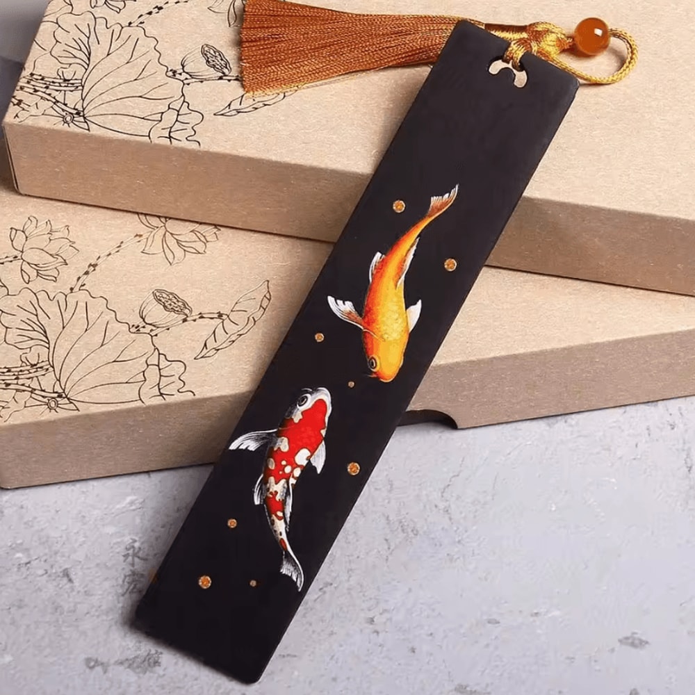 Vintage Chinese Carved Wooden Bookmark Ebony Book Clip With Artistic Retro Design 6