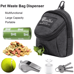 portable dog training treat pouch – hands-free waist bag with poop bag dispenser