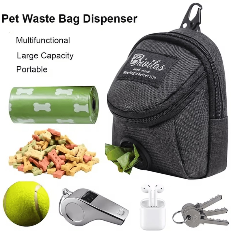Portable Dog Training Treat Pouch HandsFree Waist Bag With Poop Bag Dispenser 0