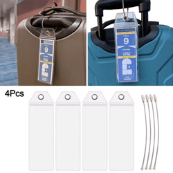 waterproof cruise luggage tag holder – zip seal label sleeve with steel loop