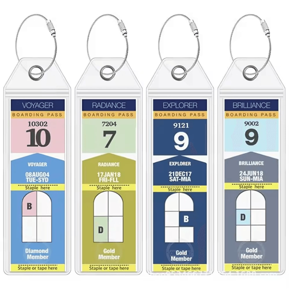 Waterproof Cruise Luggage Tag Holder Zip Seal Label Sleeve With Steel Loop 2