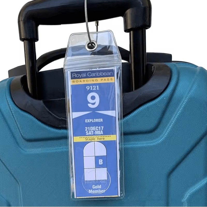 Waterproof Cruise Luggage Tag Holder Zip Seal Label Sleeve With Steel Loop 3