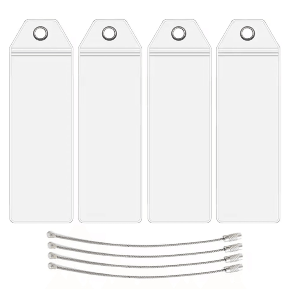 Waterproof Cruise Luggage Tag Holder Zip Seal Label Sleeve With Steel Loop 4