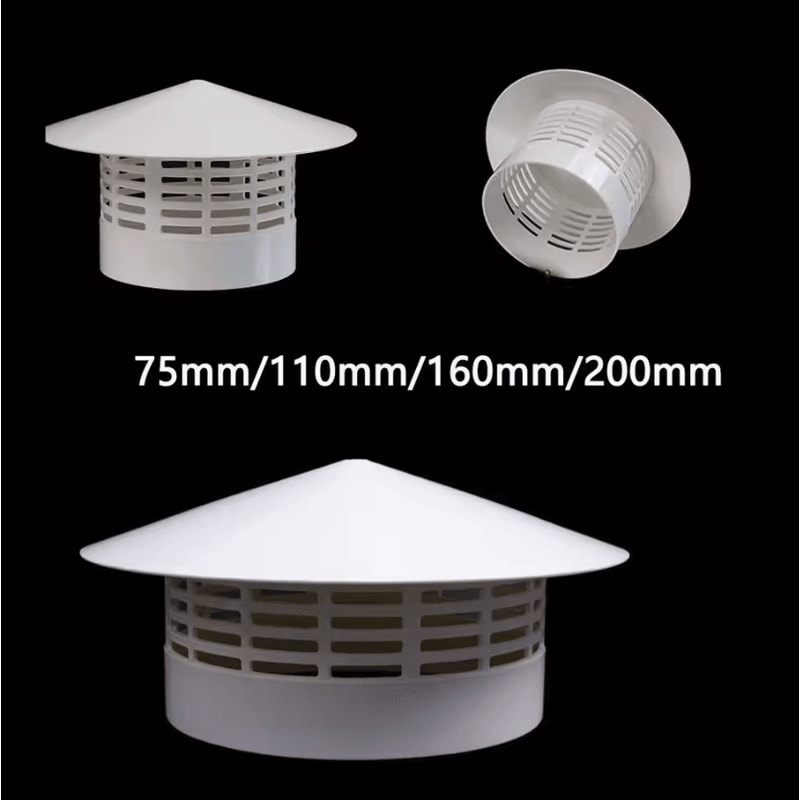 PVC Roof Air Vent Grille Cover Round Weatherproof Exhaust Cap 75200mm 1