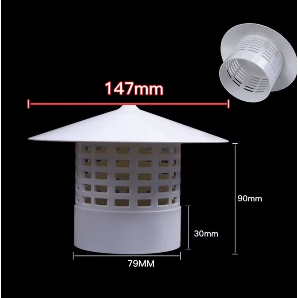 PVC Roof Air Vent Grille Cover Round Weatherproof Exhaust Cap 75200mm 3