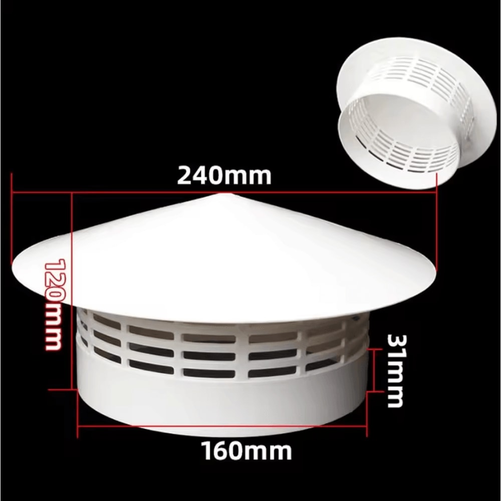 PVC Roof Air Vent Grille Cover Round Weatherproof Exhaust Cap 75200mm 4