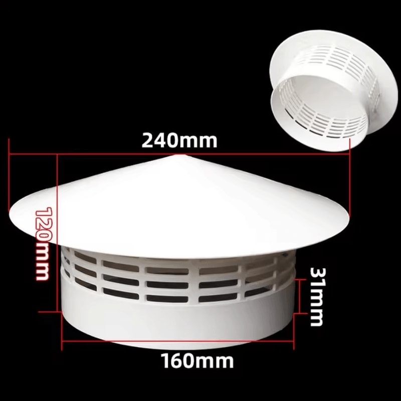 PVC Roof Air Vent Grille Cover Round Weatherproof Exhaust Cap 75200mm 4