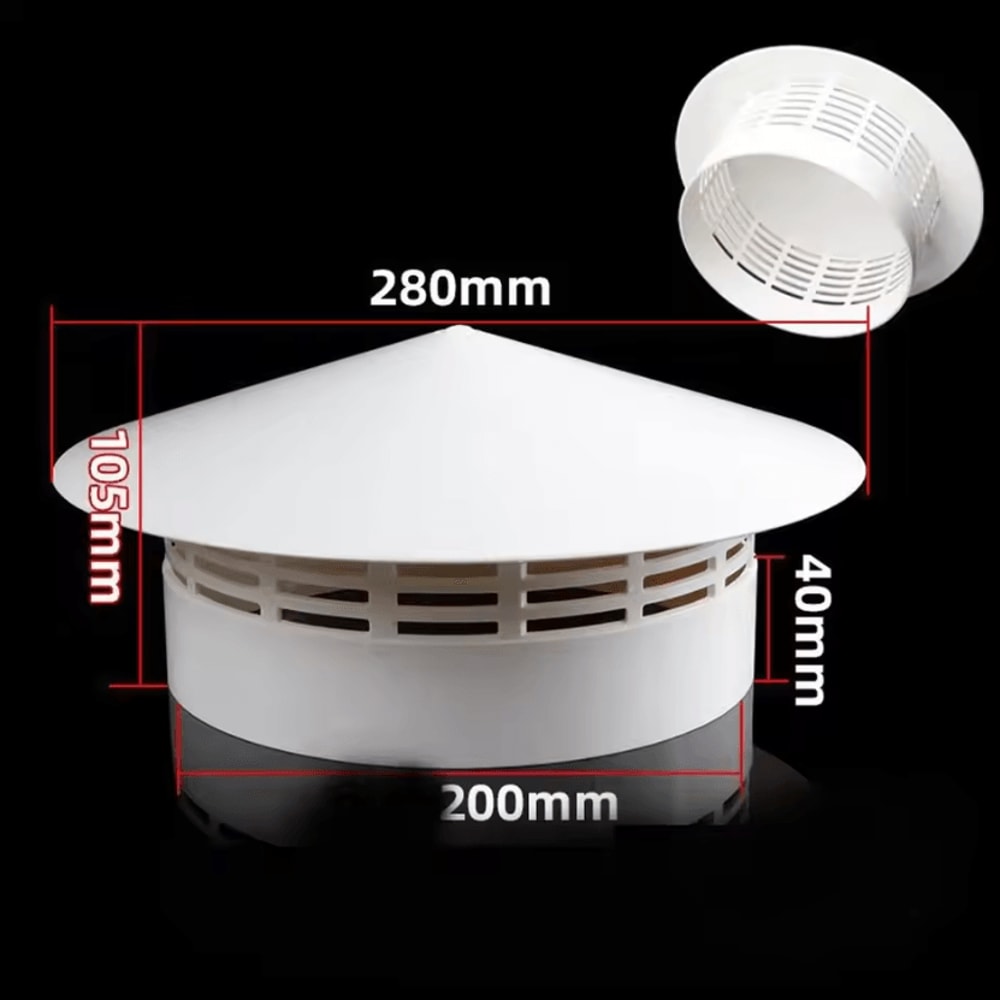 PVC Roof Air Vent Grille Cover Round Weatherproof Exhaust Cap 75200mm 5