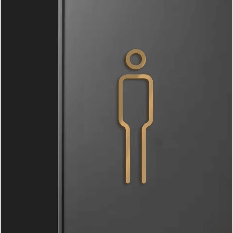 Luxury Black Gold Brass Toilet Sign Plate Elegant Washroom Door Label 0