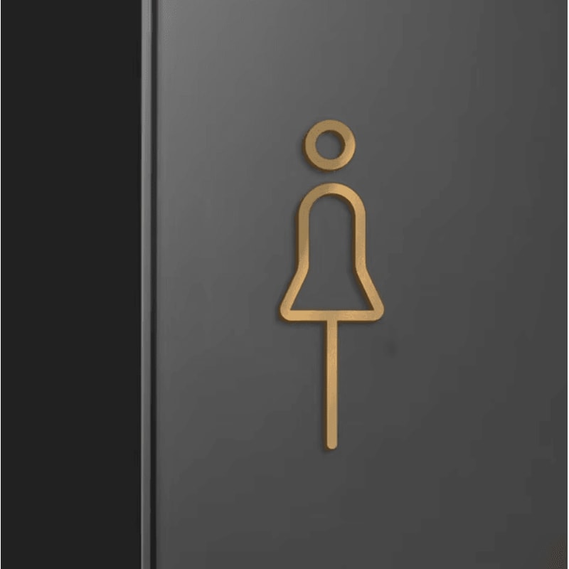 Luxury Black Gold Brass Toilet Sign Plate Elegant Washroom Door Label 1
