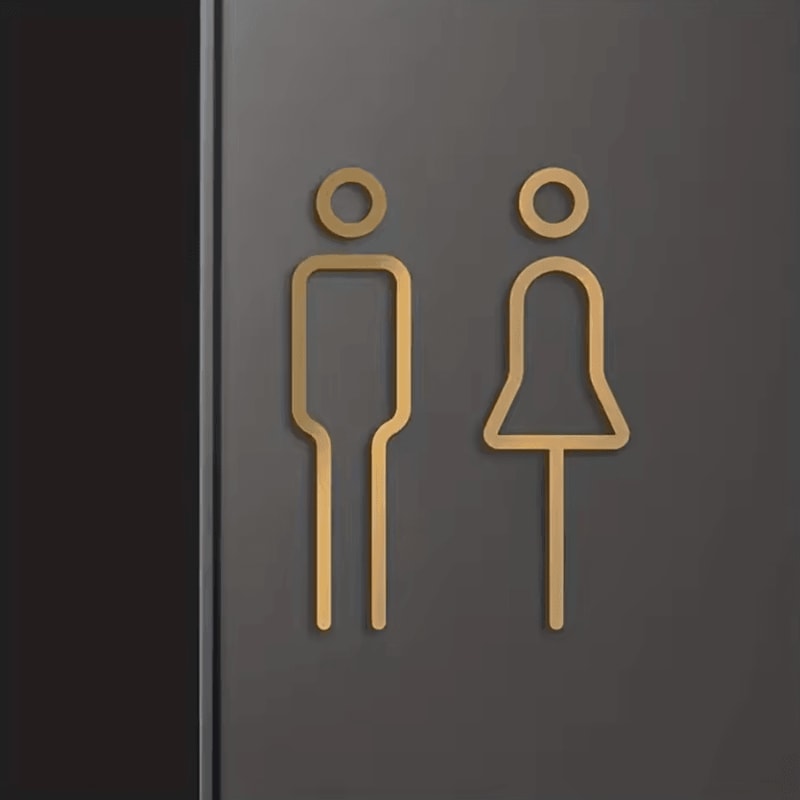 Luxury Black Gold Brass Toilet Sign Plate Elegant Washroom Door Label 3