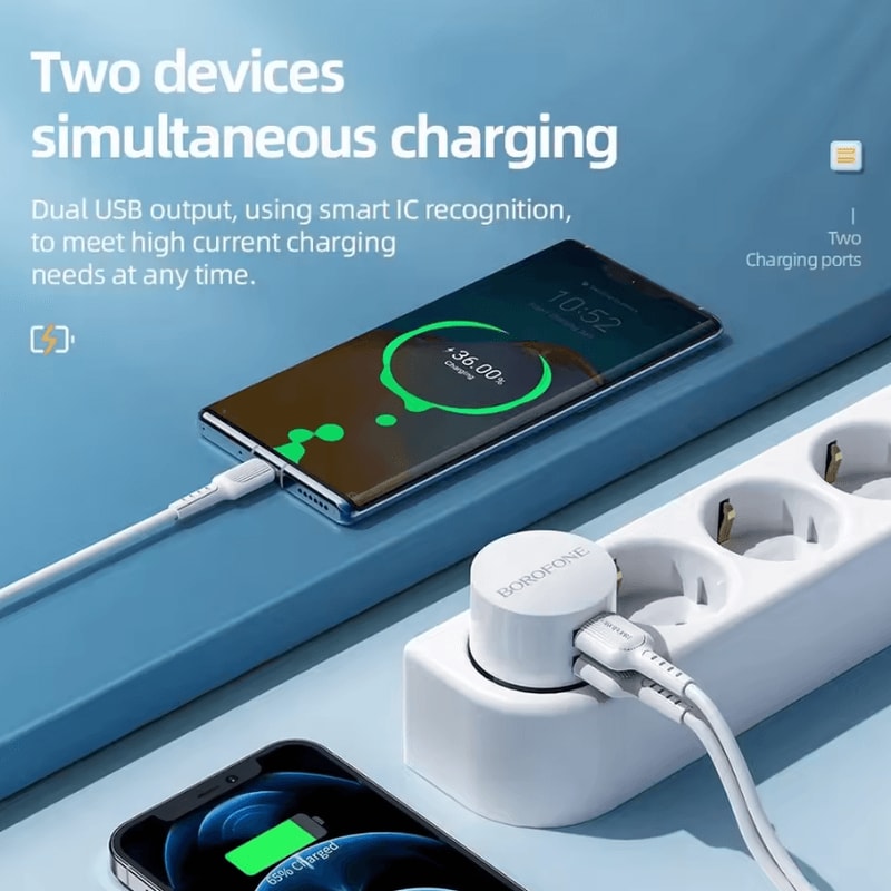 Mini Dual USB Wall Charger 5V 21A Compact Fast Charging Travel Adapter 1