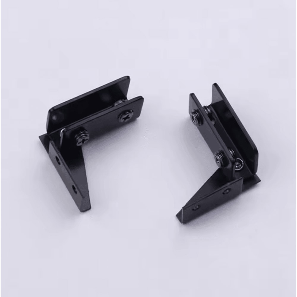 2PCS Zinc Alloy Glass Door Hinges NoDrill Frameless Cabinet Clamp Set 2