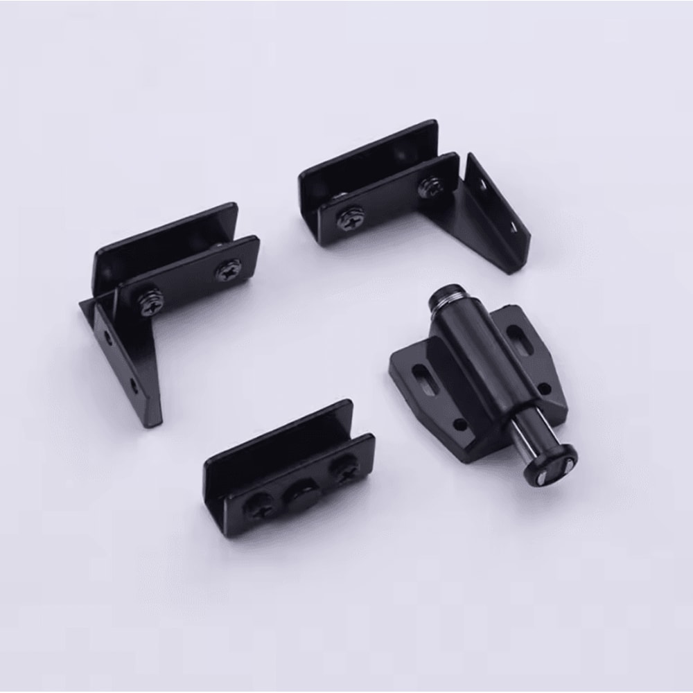 2PCS Zinc Alloy Glass Door Hinges NoDrill Frameless Cabinet Clamp Set 4