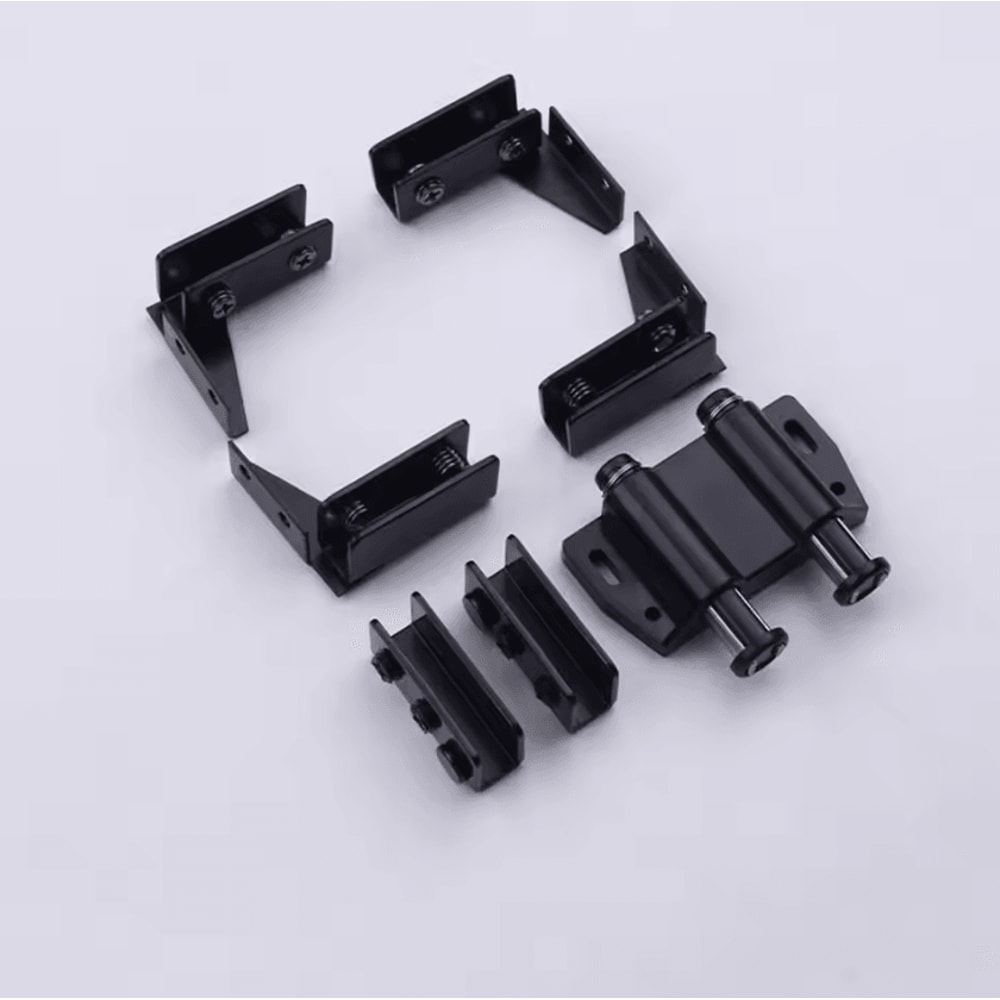 2PCS Zinc Alloy Glass Door Hinges NoDrill Frameless Cabinet Clamp Set 6