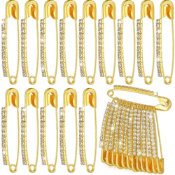 luxespark gold rhinestone safety pin brooch set – elegant sweater & shawl clip accessories