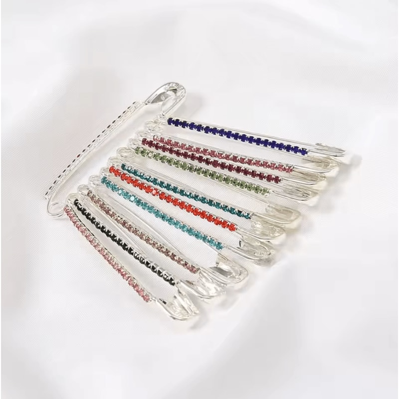 LuxeSpark Gold Rhinestone Safety Pin Brooch Set Elegant Sweater Shawl Clip Accessories 6