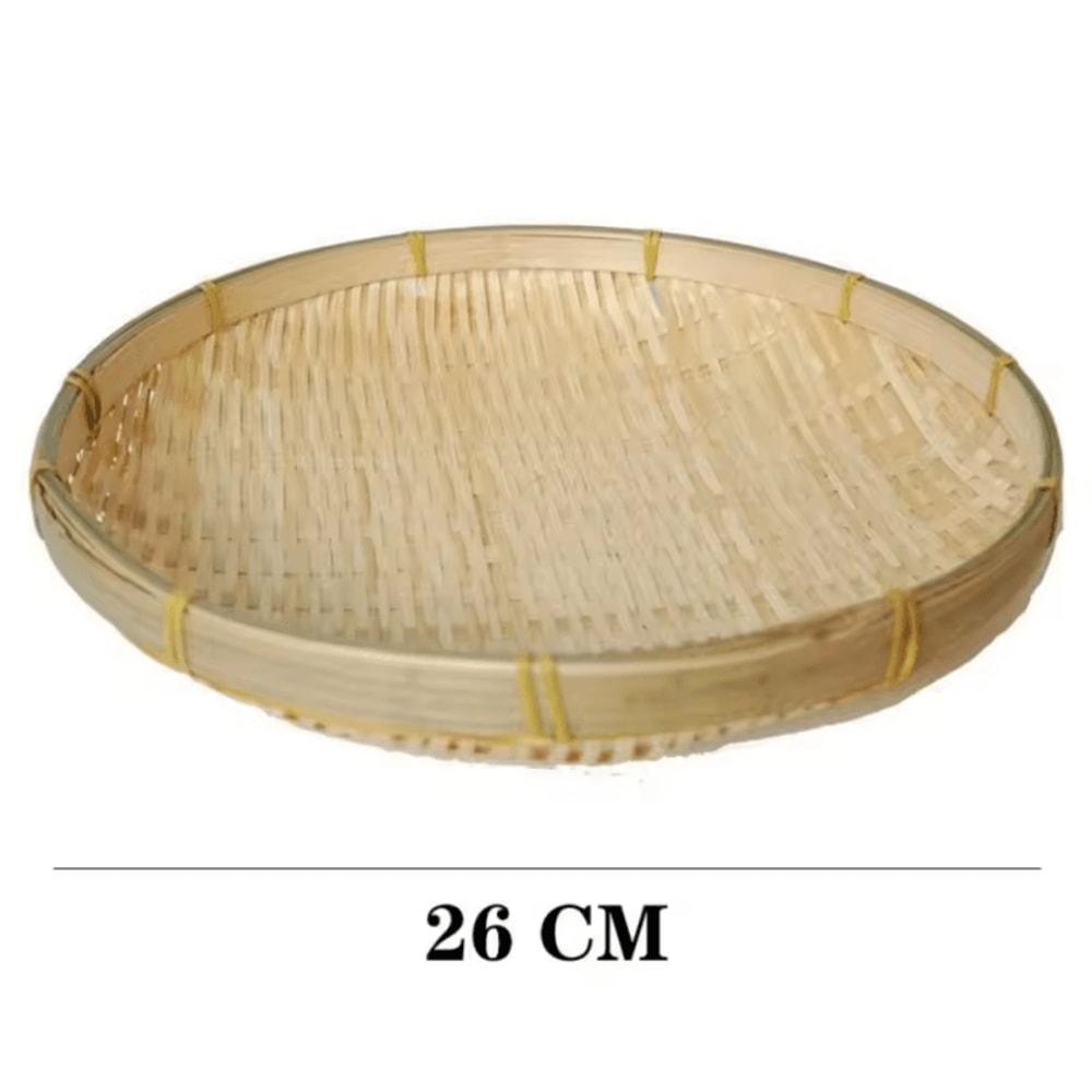 EcoWeave Handmade Bamboo Tray Basket Natural Wicker Bread Serving Basket 5