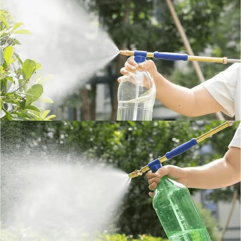 MistPro Brass PushPull Spray Nozzle Adjustable SingleDouble Head Misting Connector 2
