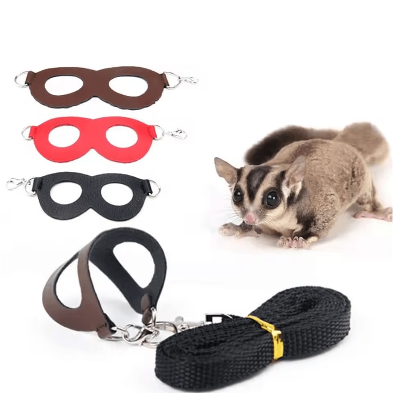 SnugPaws PU Leather Hamster Harness Set Windproof AntiLost Small Pet Chest Strap With Leash 0