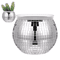 DiscoGlow Mirror Ball Planter Vase Sparkling Silver Glass Flower Pot Decor 3