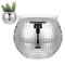 DiscoGlow Mirror Ball Planter Vase Sparkling Silver Glass Flower Pot Decor 3