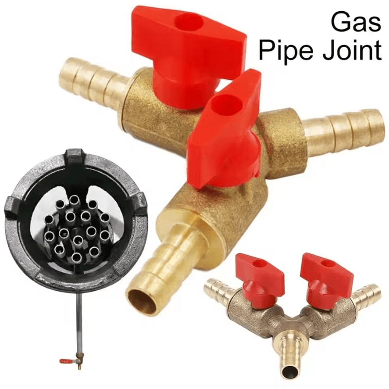 FlowMaster Brass 3Way Hose Barb Valve YType ShutOff Connector For Water Gas Fuel 0