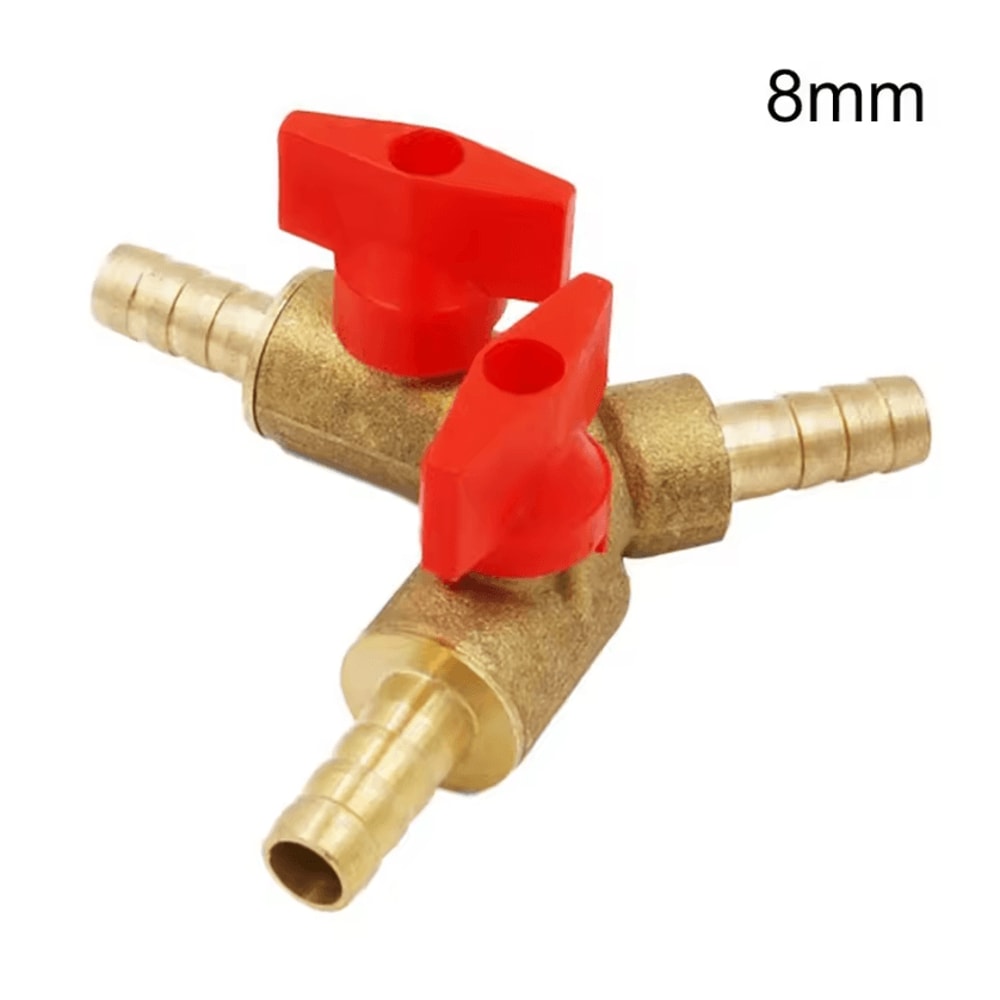 FlowMaster Brass 3Way Hose Barb Valve YType ShutOff Connector For Water Gas Fuel 1