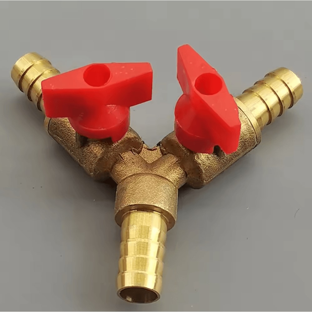 FlowMaster Brass 3Way Hose Barb Valve YType ShutOff Connector For Water Gas Fuel 4
