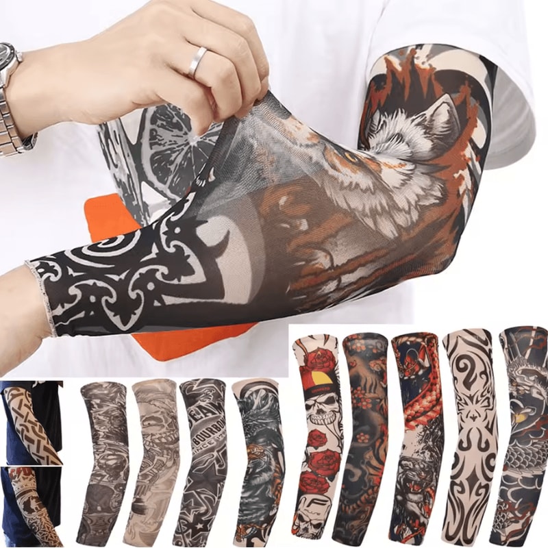 FloraShield UV Tattoo Arm Sleeves Seamless Sunscreen Cooling Arm Covers 0