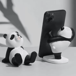 pandacharm resin phone holder – cute panda figurine desk stand decor