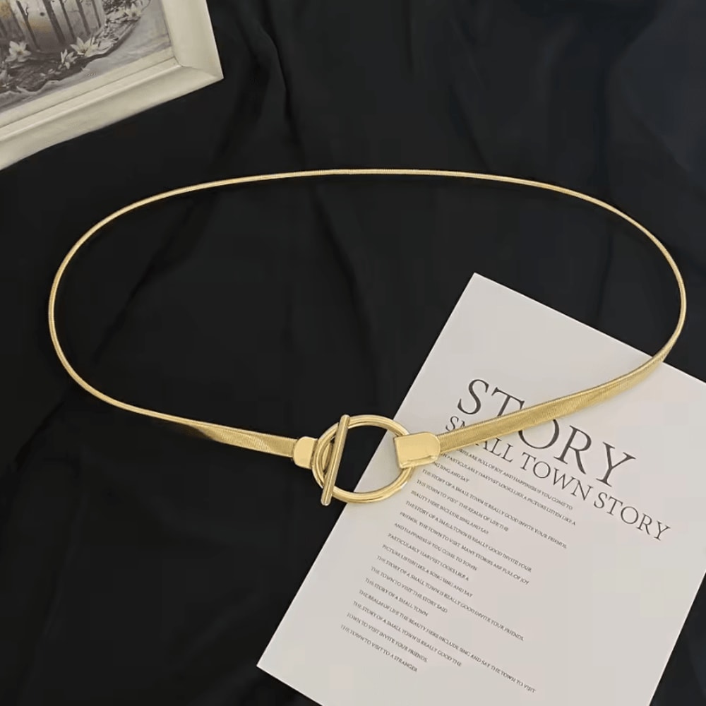 AuroraLeaf Elastic Gold Chain Belt Slim Luxury Waist Chain For Dresses Jeans 0