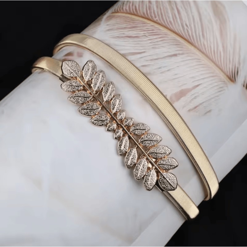 AuroraLeaf Elastic Gold Chain Belt Slim Luxury Waist Chain For Dresses Jeans 1