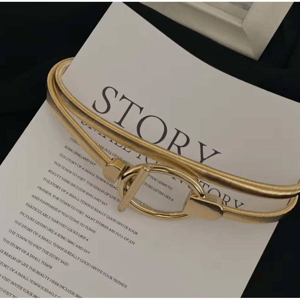 AuroraLeaf Elastic Gold Chain Belt Slim Luxury Waist Chain For Dresses Jeans 2