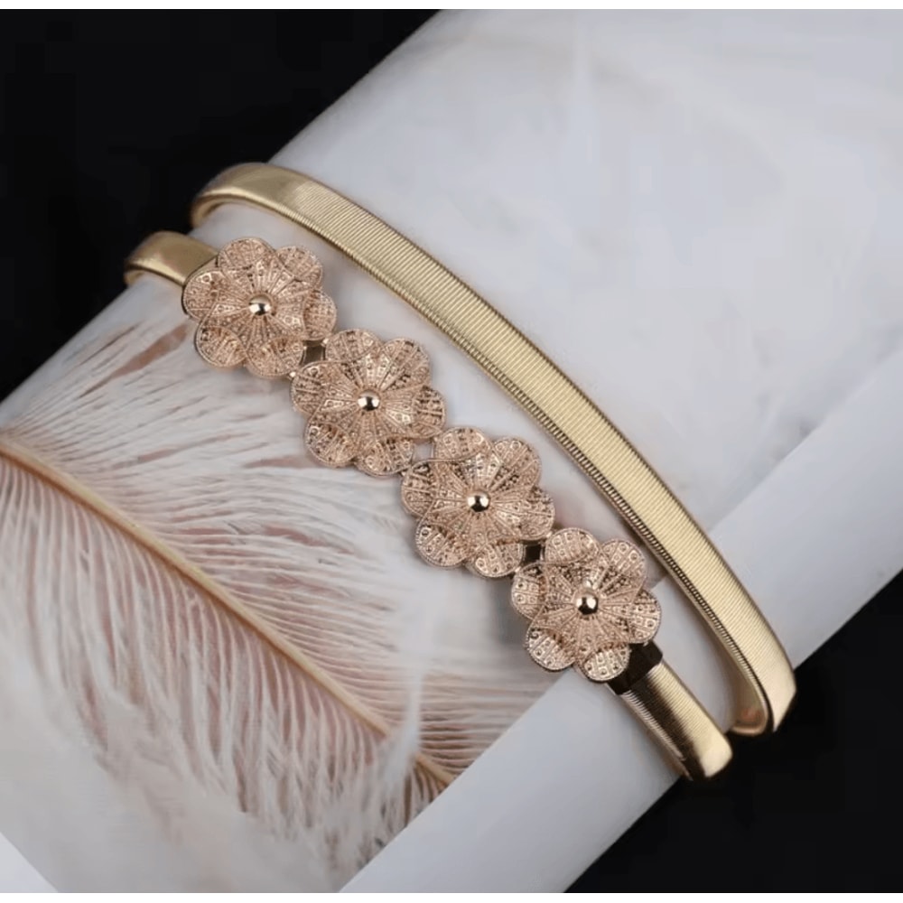 AuroraLeaf Elastic Gold Chain Belt Slim Luxury Waist Chain For Dresses Jeans 3