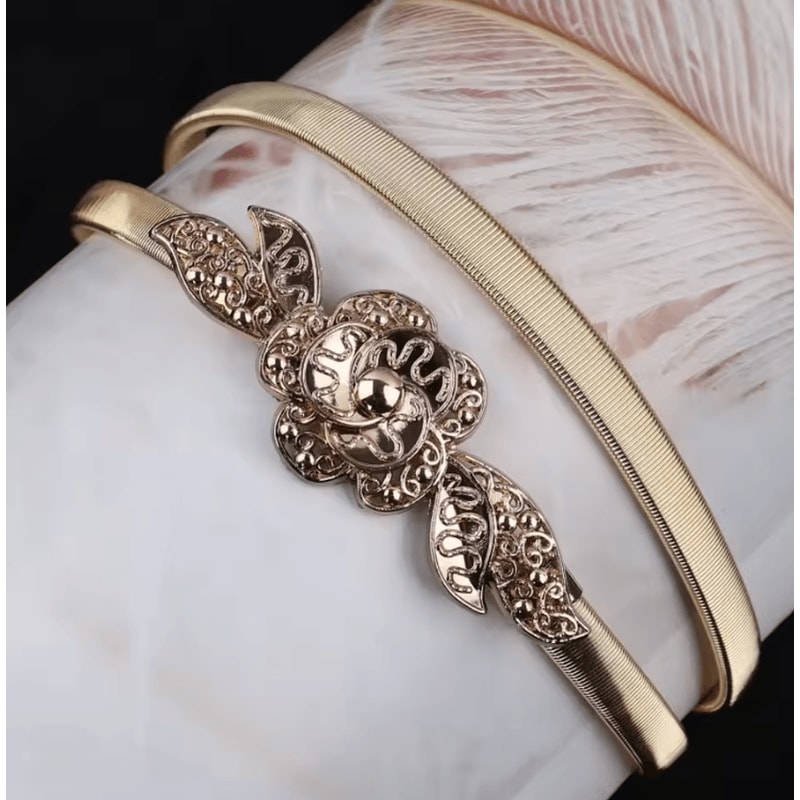 AuroraLeaf Elastic Gold Chain Belt Slim Luxury Waist Chain For Dresses Jeans 8