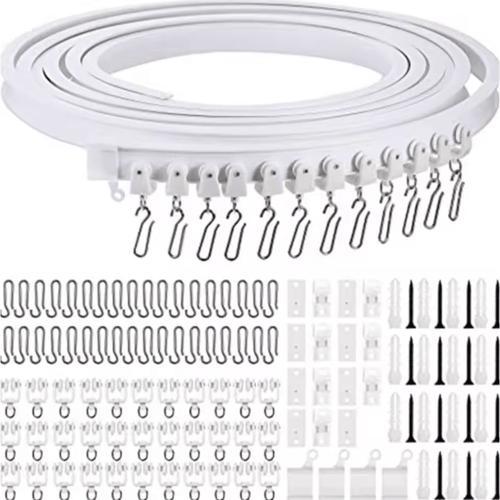 FlexiGlide Bendable Curtain Track Rail Silent Nano Curtain Rail System 0