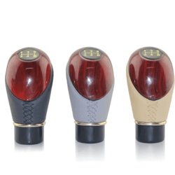 luxshift wooden leather gear knob – universal 5-speed manual car shift lever