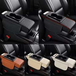 comfortlift pu leather armrest cushion – multifunction car console pad with cup holder & storage