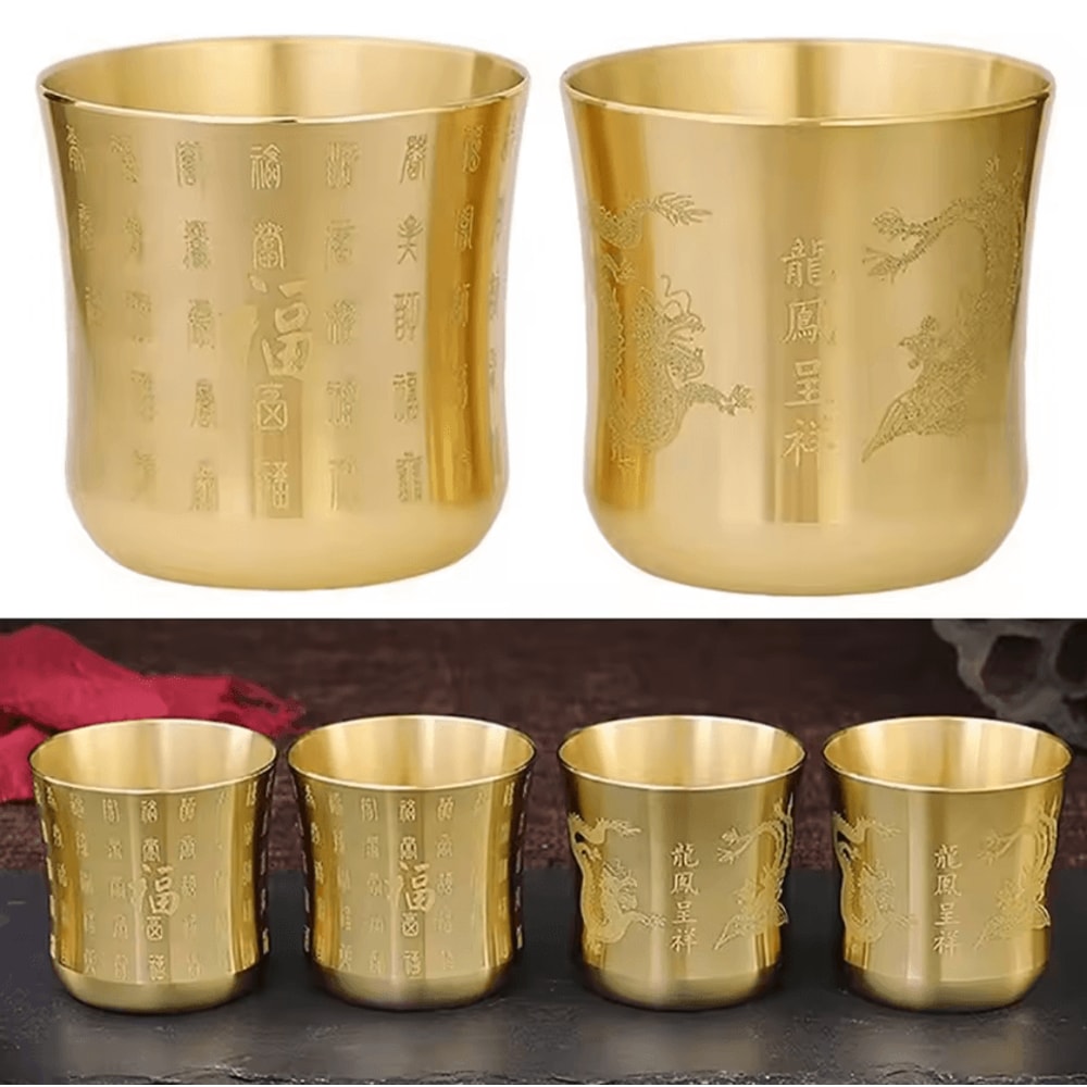 FortuneGlow Brass Baifu Tea Cup Wealth Attracting Feng Shui Cornucopia Decor 0