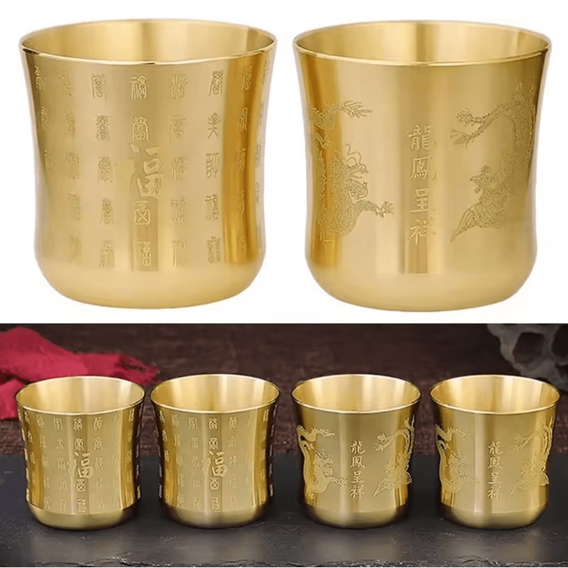 FortuneGlow Brass Baifu Tea Cup Wealth Attracting Feng Shui Cornucopia Decor 0