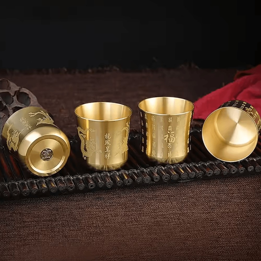 FortuneGlow Brass Baifu Tea Cup Wealth Attracting Feng Shui Cornucopia Decor 1
