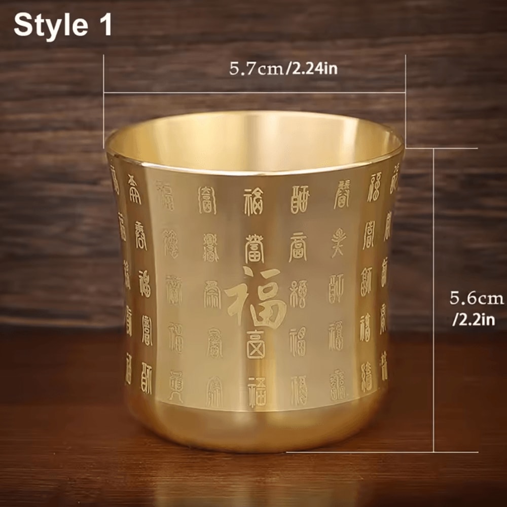FortuneGlow Brass Baifu Tea Cup Wealth Attracting Feng Shui Cornucopia Decor 3