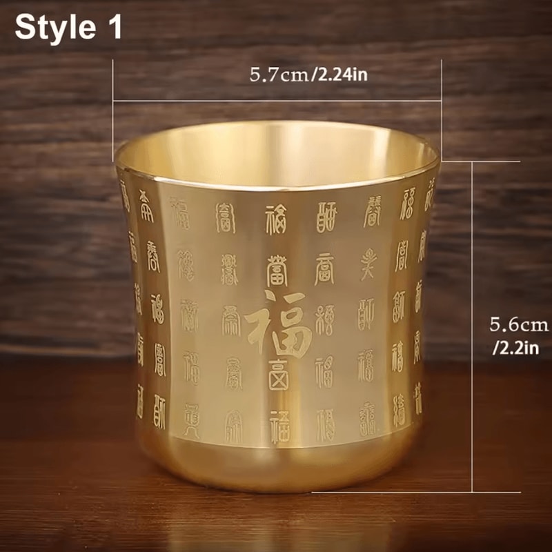 FortuneGlow Brass Baifu Tea Cup Wealth Attracting Feng Shui Cornucopia Decor 3