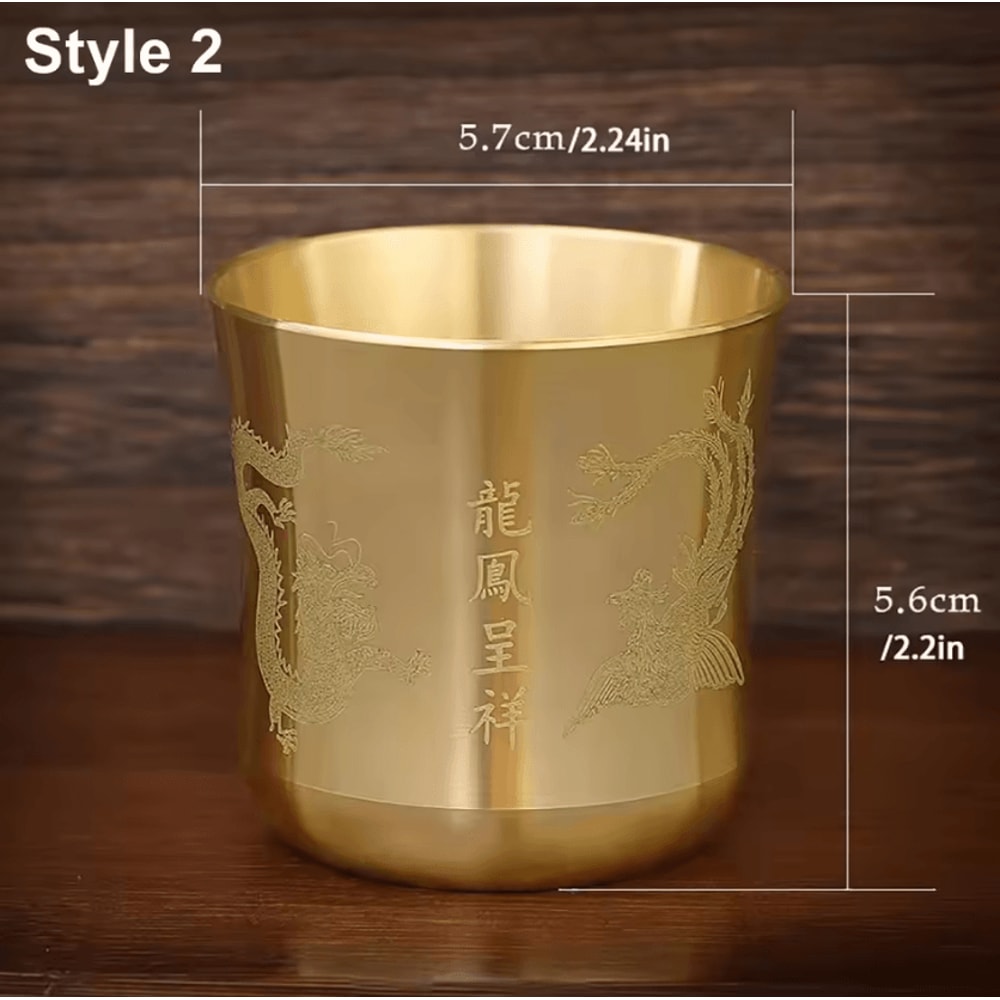 FortuneGlow Brass Baifu Tea Cup Wealth Attracting Feng Shui Cornucopia Decor 4