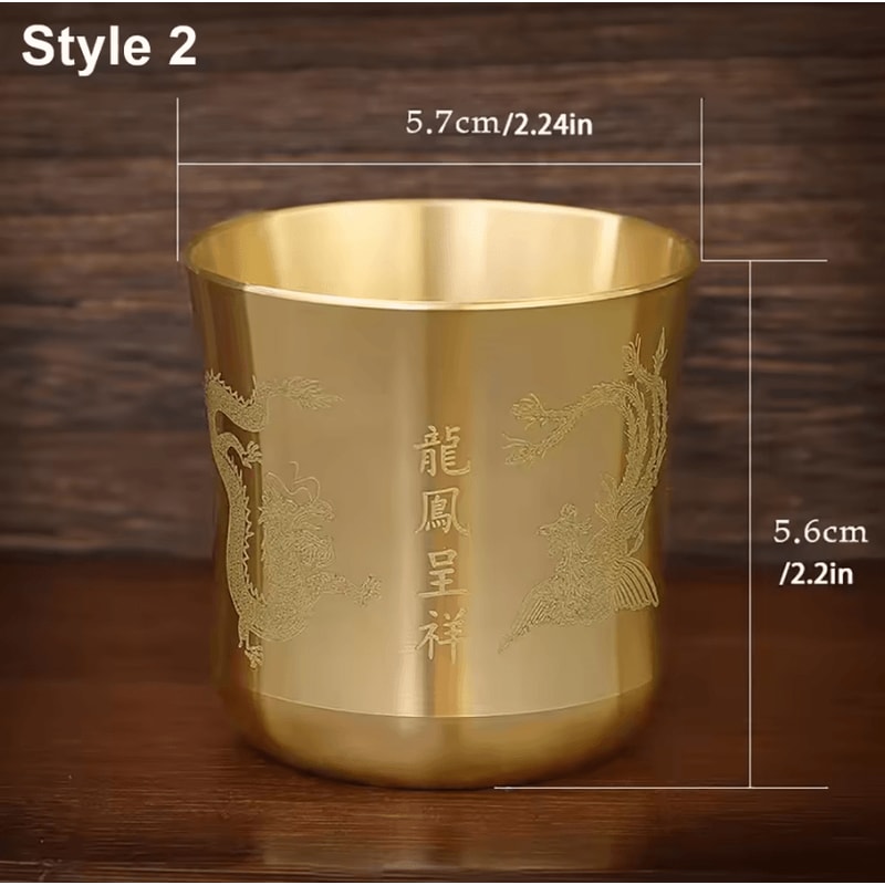 FortuneGlow Brass Baifu Tea Cup Wealth Attracting Feng Shui Cornucopia Decor 4